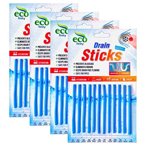Zotti Drain Sticks | Pack of 48 | Enzyme Drain Cleaner | For Sink, Basin, Bathtub | Powerful Enzymatic Cleaner | Prevents Blockages and Bad Odour | Perfect for Grease, Fat, Food Residue Cover