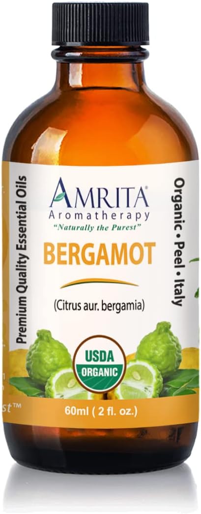 Organic Bergamot Essential Oil; 100% Pure and Undiluted Citrus AUR. bergamia; Premium Quality Aromatherapy Oil; Tested and Verified, Size: 60mL (2 Fl. Oz.)