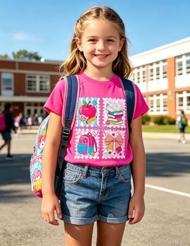 Image of Girls' School Days Short Sleeve Shirts Graphic T-Shirts Size 5-8
