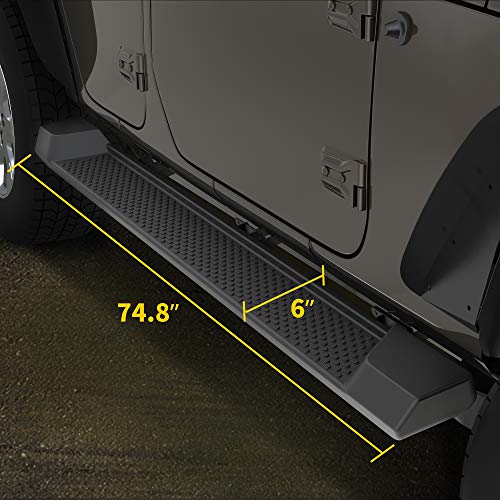 AUTOSAVER88 6 inches OE Style Running Boards, Nerf Bars, Side Steps Compatible for 2018-2025 Jeep Wrangler JL 4-Door Black (Excl JK Model)