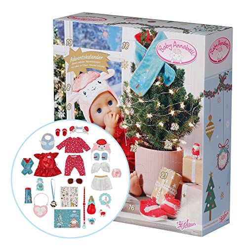 Zapf Creation 705445 Baby Annabell Advent Calendar - Puppenadventskalender mit 24 Überaschungen bestehend aus Kleidungsstücken und Accessoires für Baby Annabell