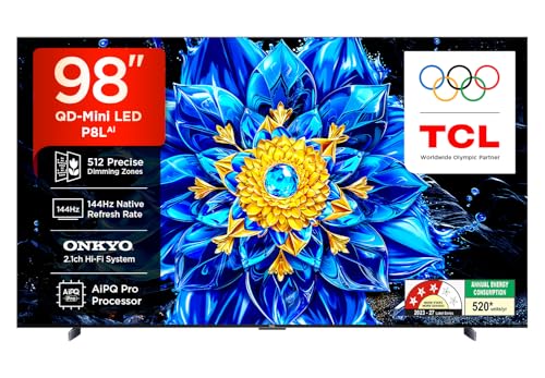 Image of TCL 248 cm (98 inches) 4K UHD Smart QD-Mini LED Google TV 98P8L (Black)