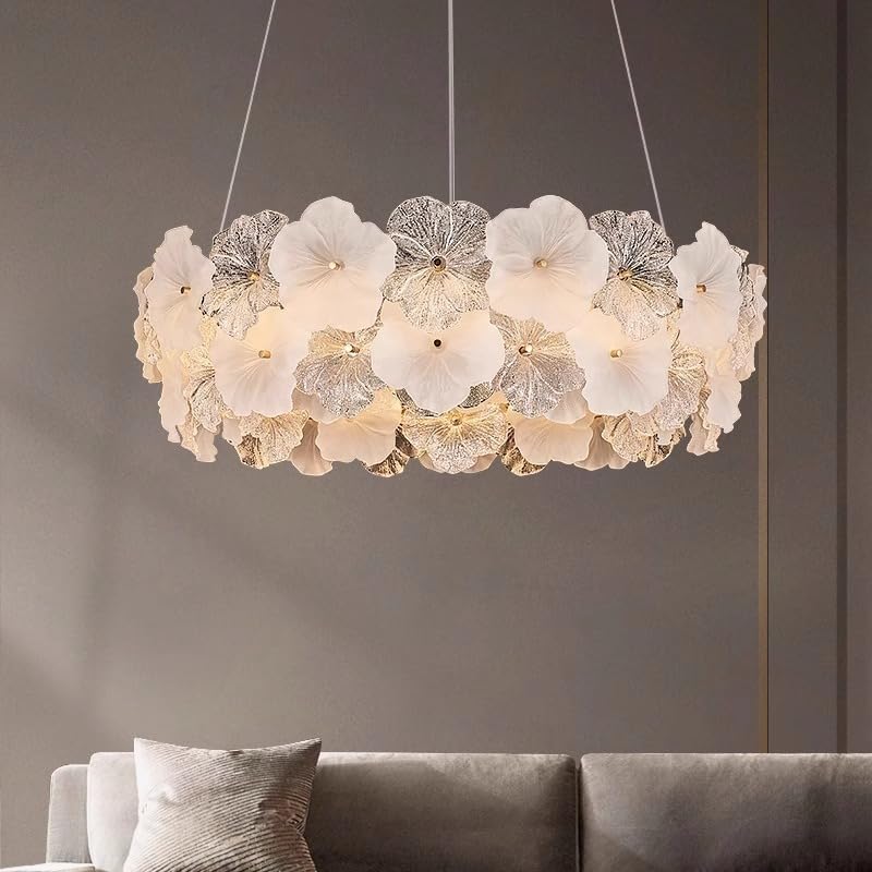Lustre LED en verre fleur design moderne pour chambre chic et cosy