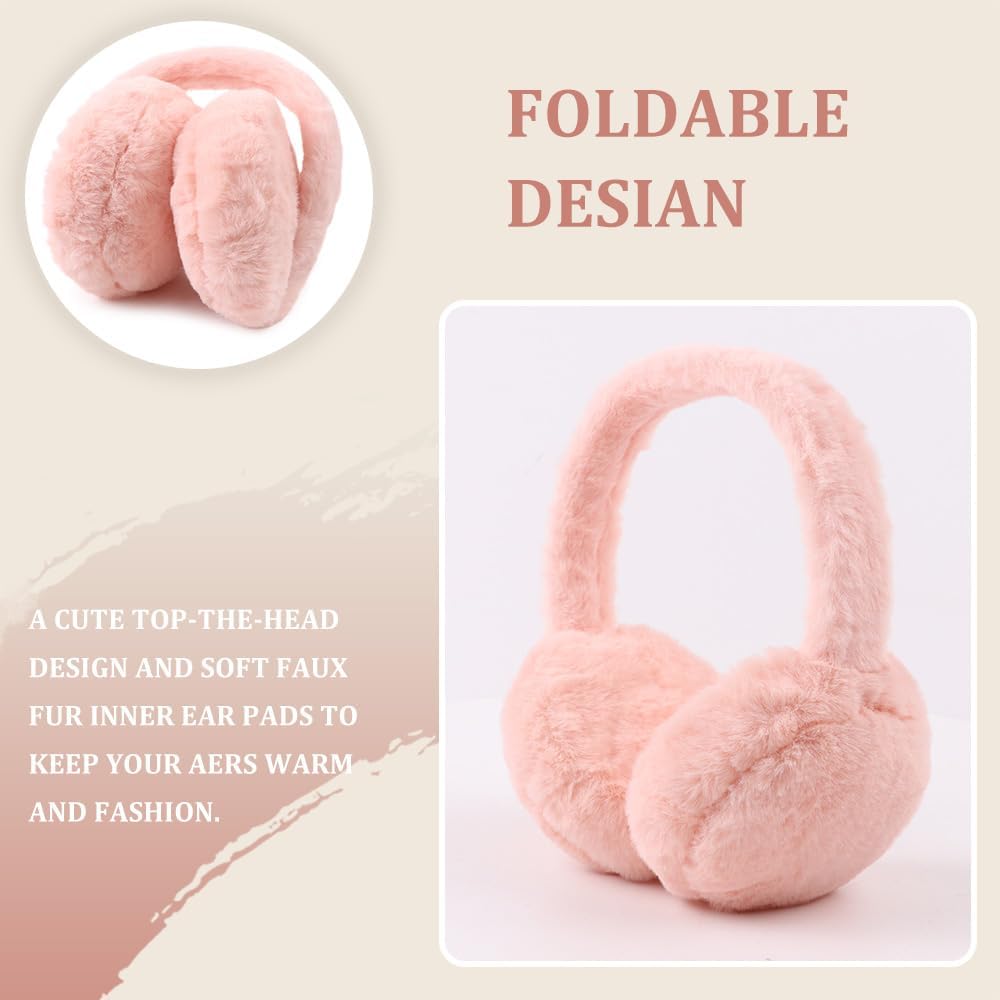 Yuoahcn Toddler Kids Winter Earmuffs Girl Warm Ear Muffs Baby Girls Plush Ear Warmers Cute Ear Covers Headband 3-8Y - Image 3