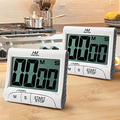 HOME MOST 2-Pack Large Display Kitchen Timer - 3" Digital Timer Magnetic Back