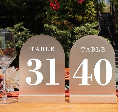 ORGANTEAM Wedding Table Numbers 31-40, Acrylic Arch Signs with Natural