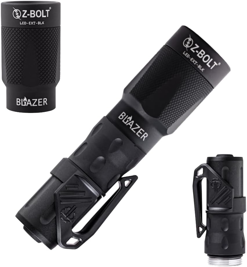 Z-BOLT® Hand Carry LED Light for EDC or Patrol - Thyrm Low Profile Pocket Clip, 65,000 Candela & 200 Meter Range (BLK)