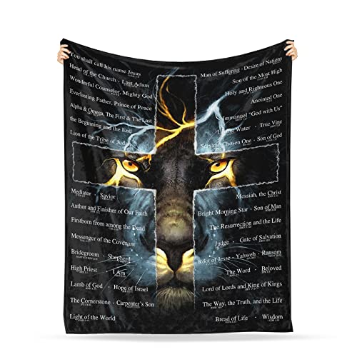 Bible Verse Throw Blanket Lion Throw Blanket 50X60 Inch Ultra-Soft Micro Fleece Blanket Religious Blanket Christian Blanket Gifts For Women Men Home Living Room Decoration For Kids Adults #TOP21