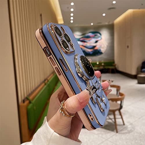 Mzelq Compatible With Iphone 14 Pro Max Case Plating Astronaut Kickstand Cute Pattern Luxury Phone Case Soft Tpu Designed For Iphone 14 Pro Max Case Girls Women -Blue #TOP2