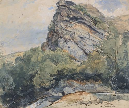 Tableau St Goarhausen sur le Rhin de J.F. Lewis : Décoration Murale Salon 60x90cm