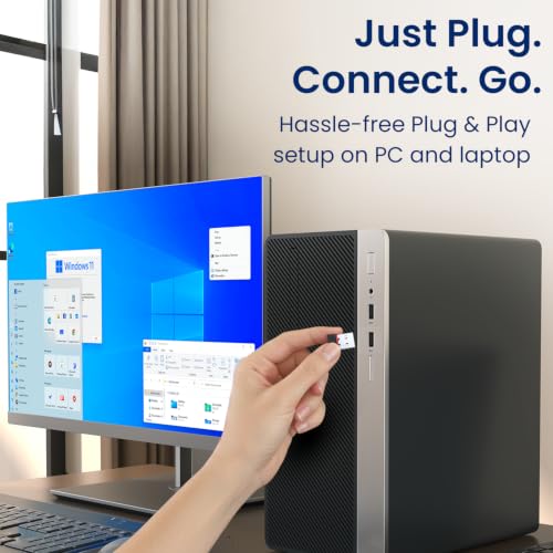 Image of Portronics BlueFi Nano USB Wi-Fi & Bluetooth Adapter, Dual-Band 2.4GHz (200 Mbps) /5GHz (450 Mbps) up to 650Mbps, IEEE 802.11 b /g /n /ac, Plug & Play, for PC & Laptop, Compatible with Windows 10 & Above