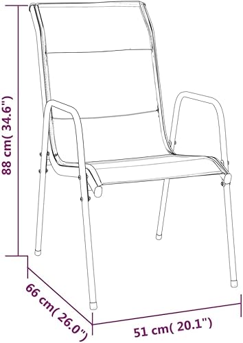 Miniatura 2 de Sillas de patio, 6 piezas de acero y textileno, color negro, para exteriores, patio, comedor, césped, sillas de comedor al aire libre, Sillas para