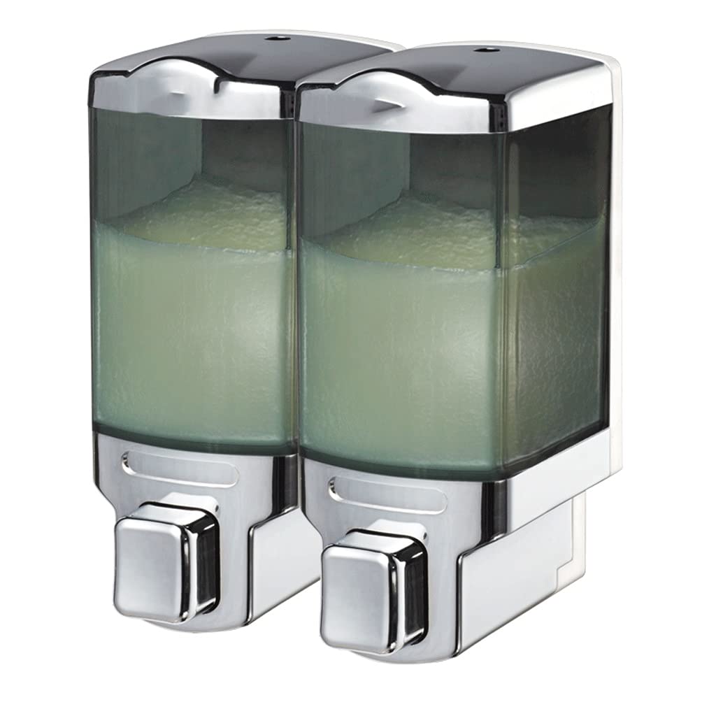 Funkcjonalny Dozownik pompek pompek zamontowany na ścianie, do dozownika do mydła do mydła łazienkowego, duża pojemność Łatwy w użyciu (Color : Gray double)