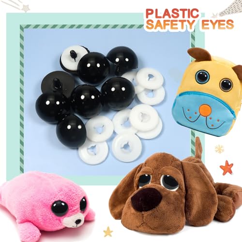 TOAOB 8 PCS 30 mm Large Safety Eyes for Crochet Dolls Eyes Crochet Eyes Plastic with Washers Amigurumi Doll Making DIY Craft Plush Animals - Image 4