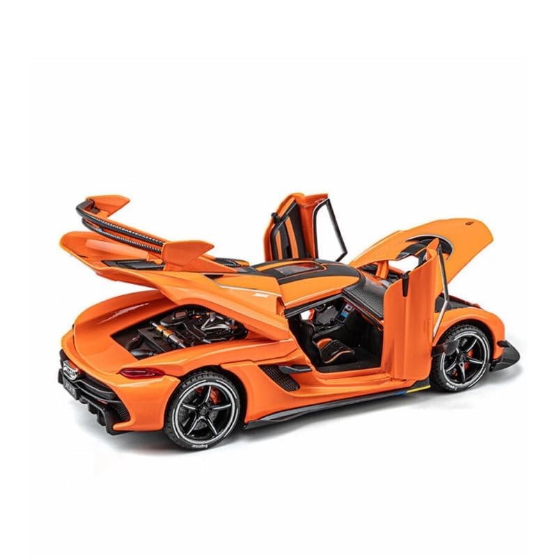 Image of 1:24 Koenigseggg Jesko Sport Alloy Metal Pull Back Die-cast Car Openable Doors and Light Music Toy Car for Kids (1:24 Koenigsegg - Orange)