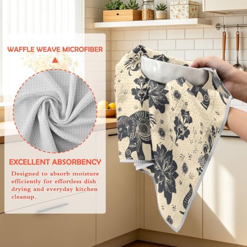 Toallas de cocina de microfibra de gofre absorbentes para decoración navideña 4