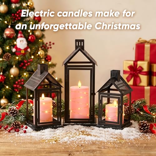 Velas de batería de rosa con cadena de luces LED y mando para hogar 7