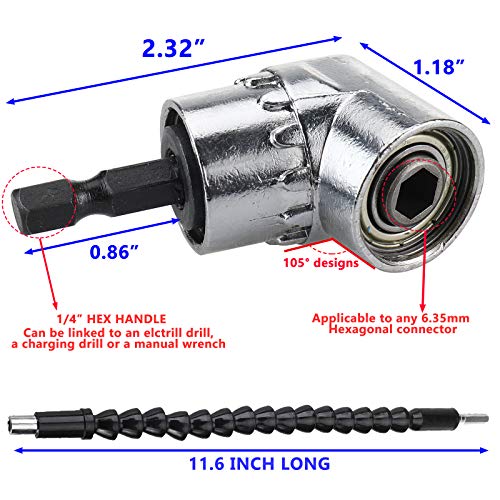 Highfree Extension Bar Hex Shank Socket Adapter Drill Bit, Flexible Drill Bit Extension, Impact Socket Square Nut Driver Bit, Screwdriver Bit Holder And 1/4 Hex Angle Drill Attachment #TOP3