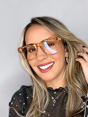 Image of VISOONE Square TR90 Blue Light Blocking Glasses with Anti Glare Computer Glass Woman and Men SAGE