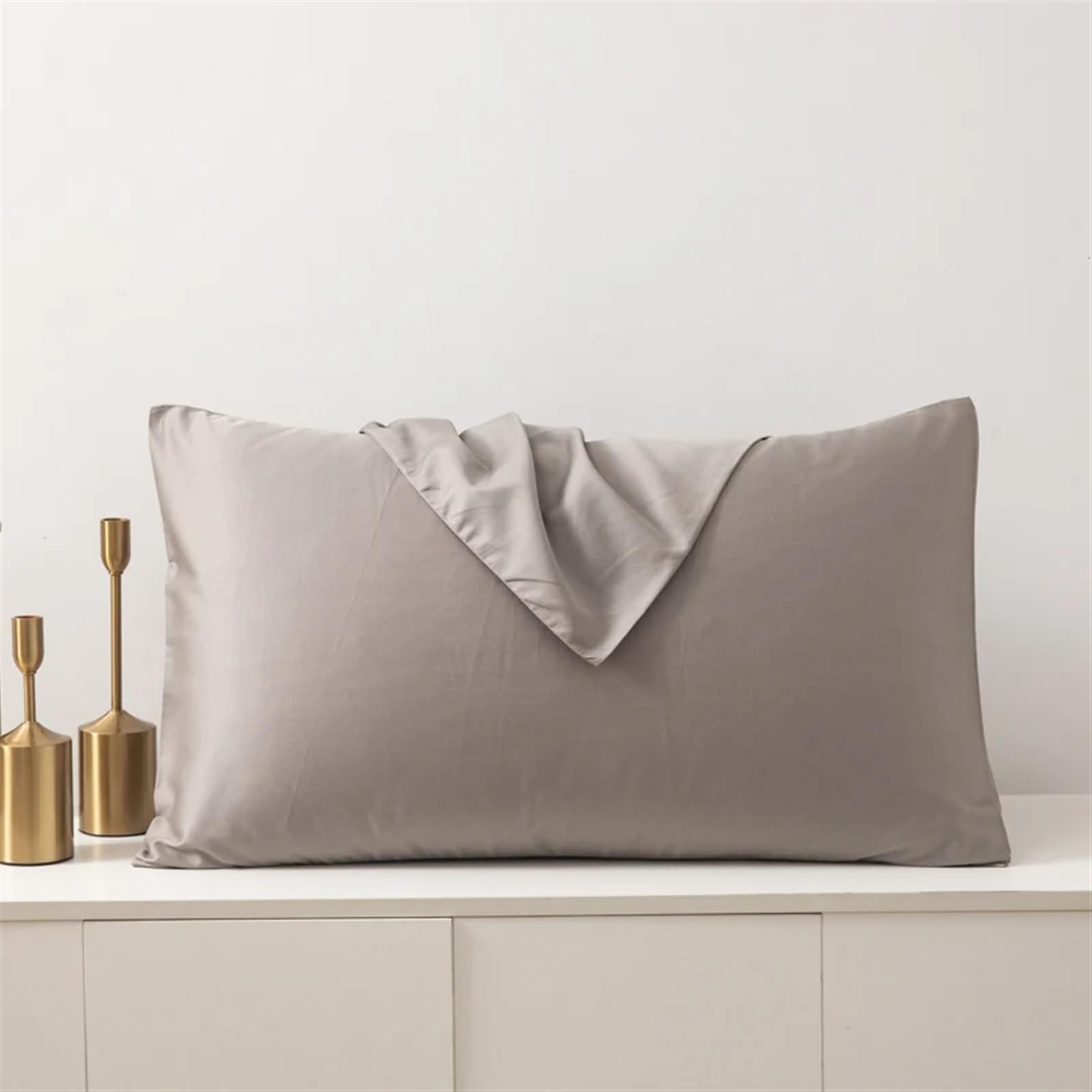 Satin Kissenbezug,Satin Kopfkissenbezug Baumwoll-Kissenbezug, einfarbig, for Zuhause, Hotel, Bettwäsche, Kissenbezug, kurzer Stil (Color : 4, Size : 70x70cm 2pcs)