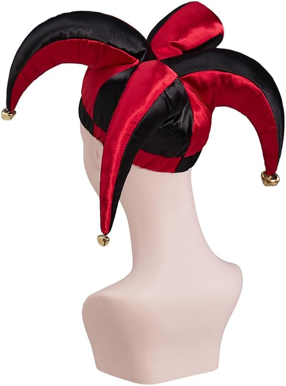 Court Jester Hat Adult Harlequin Clown Jester Circus Costume Hat Ren Faire Festival Accessories with Bells