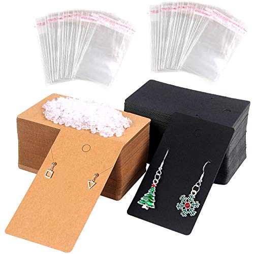 160 Pcs Earring Cards Necklace Display Holders Jewelry Storage with 200 Pcs Packing Bags and 600 Pcs Earring Stub Backs
