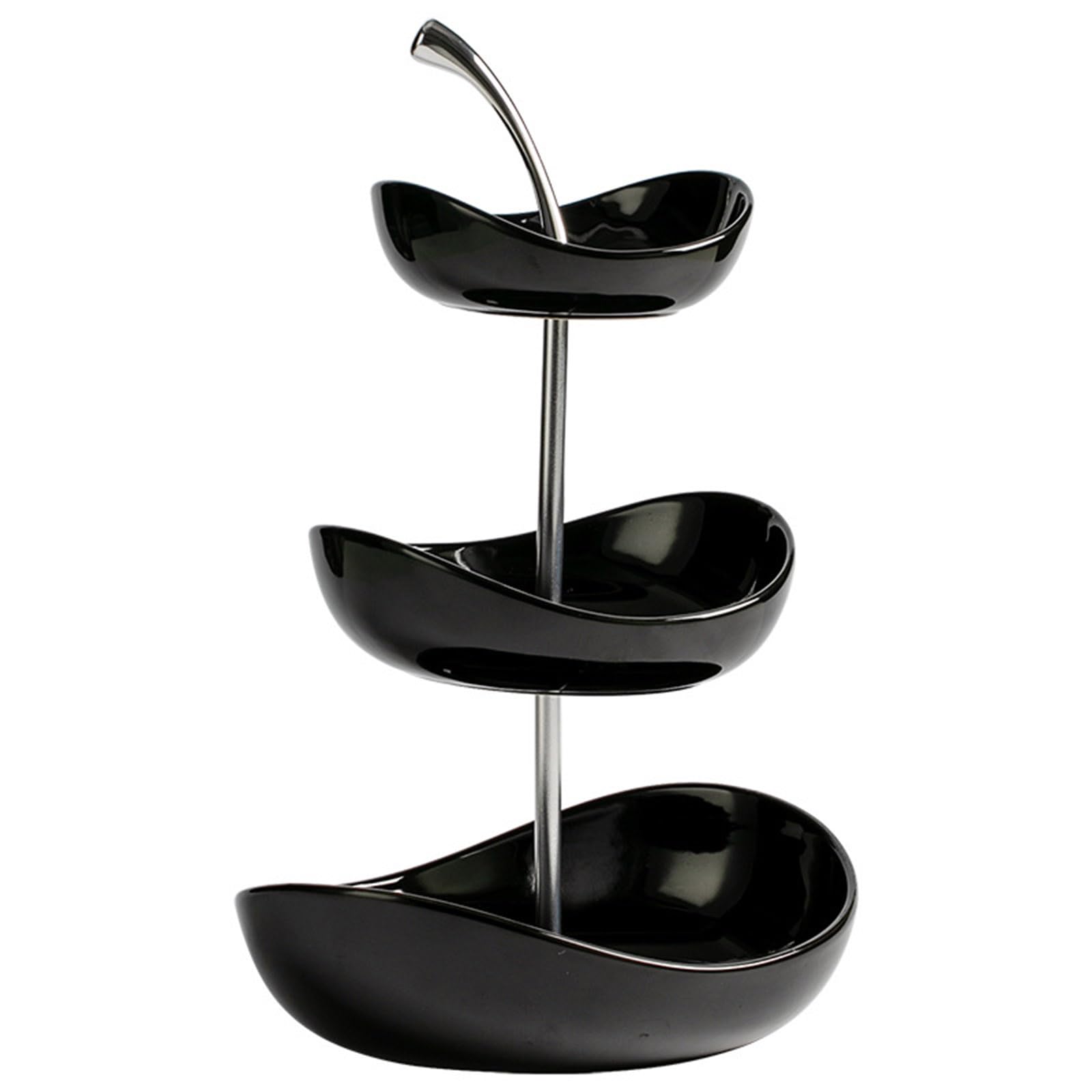 Qisuw 3 Ceramic Fruit Stand Metal Base Snacks Dessert Design Home Decor Large Multilayer Cherries Themed Snacks Bowl