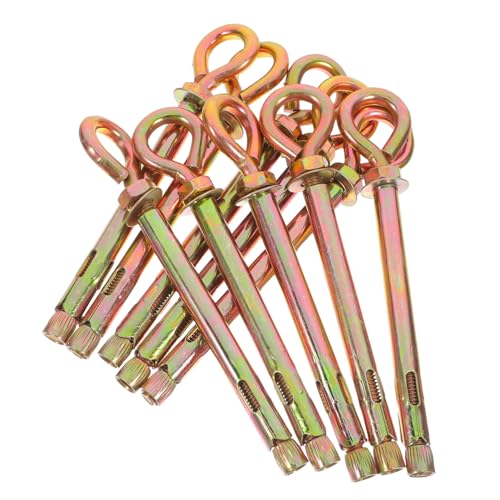 SOLUSTRE 10pcs Heavy Duty Expansion Eye Bolts Swing Hooks Carbon Steel Screw Galvanized Lifting Ring for Concrete