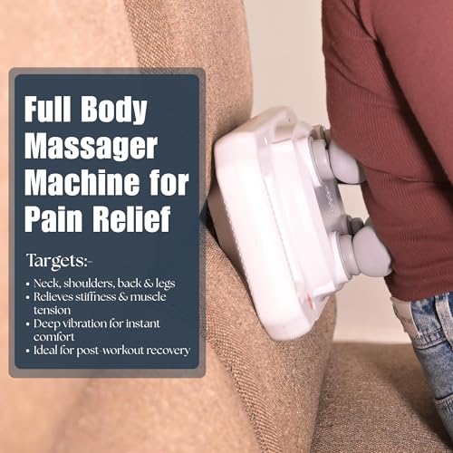 Image of Dealsure Full Body Massager Machine for Pain Relief | Rechargeable Massage Machine for Body Pain with 4 Heads | Percussion Massager for Back, Neck, Shoulder, Calf, Leg & Foot | Rechargeable
