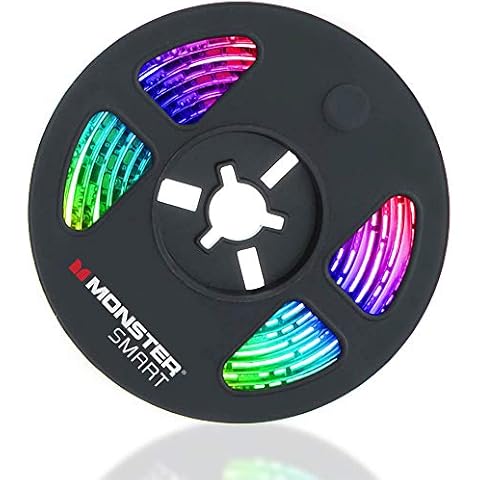 Monster 6.5-Foot Multicolor LED Light, 16,000,000 Color Possibilities, Customizable Settings, Smart App, Any Space, Voice-Control, Amazon Alexa, Google Assistant, Siri, Easy Installation Cover