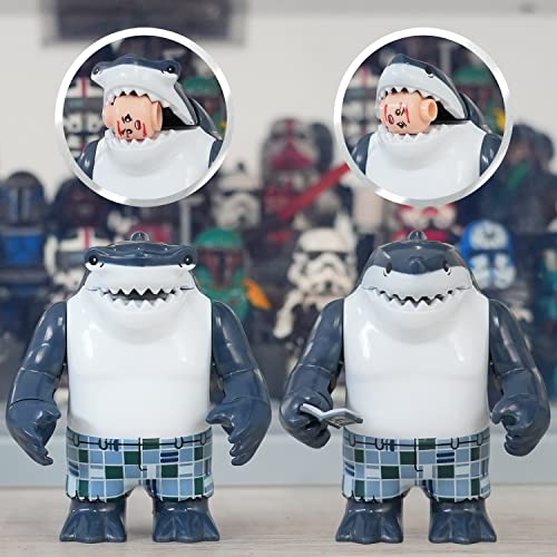 Mooxi-Moc Movie Superheros Sharkman Minifigs Set,Mini Action Figures Shark King Building Block,Made For Movie Fans(2Pcs) #TOP3