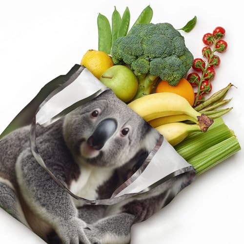 Canvas Tote Bag for Women Shoulder Tote Purse Reusable Grocery Bag Cute Koala bear Aesthetic Shopping Bags4