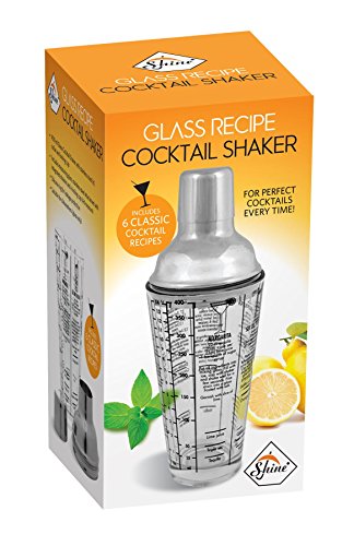Shine 400ml Ricetta Cocktail Shaker Glass, collare in acciaio inossidabile, tappo Bar Mixer
