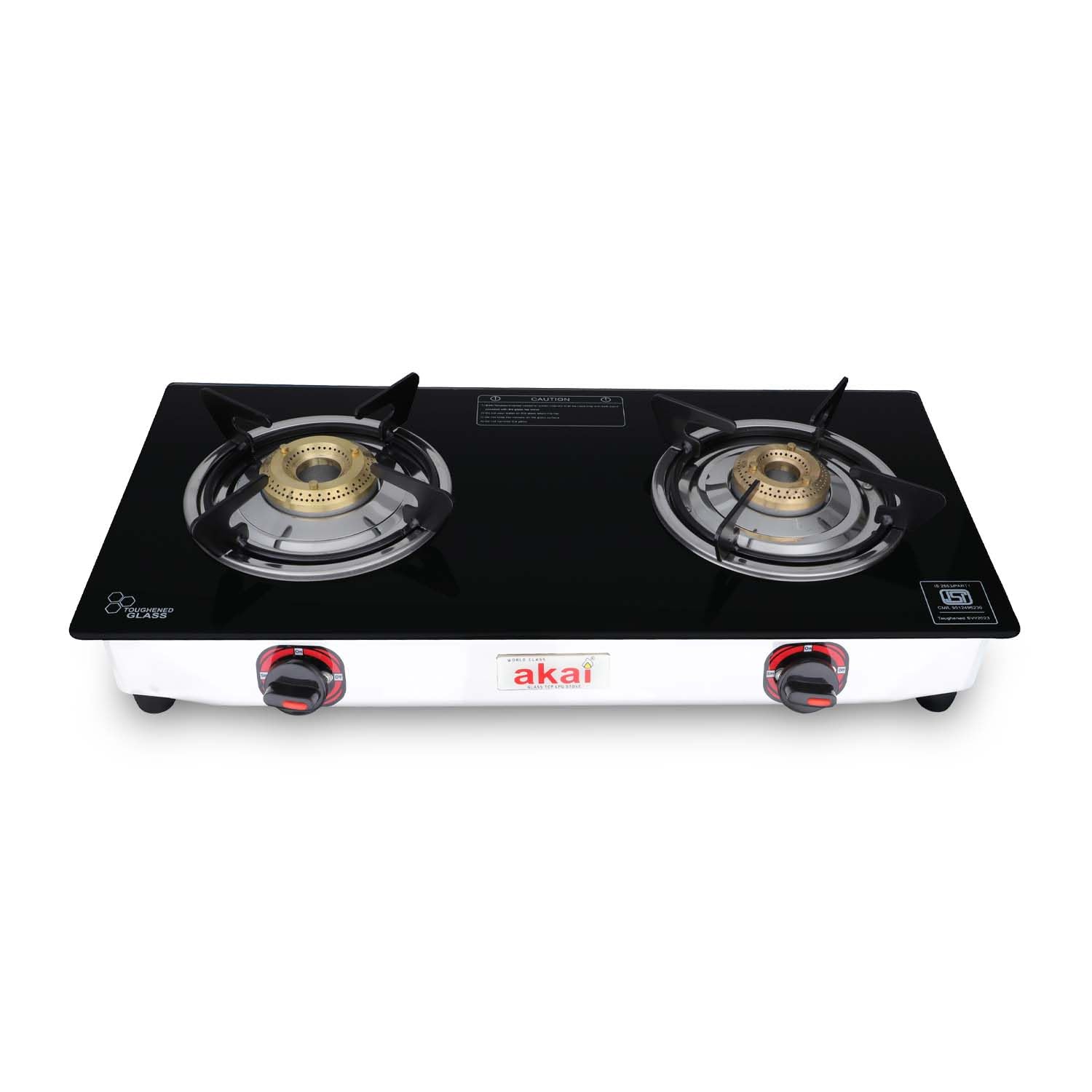 Akai Cute 2 Burner Glass Top Gas Stove | Manual Ignition | Toughened Glass Surface | Stainless Steel Frame | High-Efficiency Burners | Easy to Clean | Portable & Stylish | Black-picture-18
