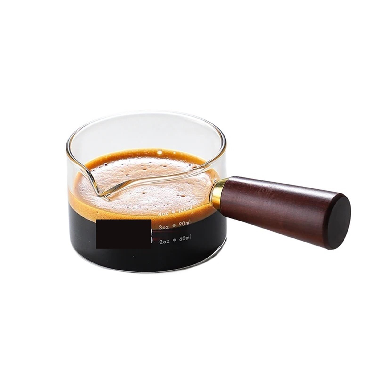 Taza de extracción de Espresso con escala, taza medidora de vidrio, taza de Espresso con mango de madera, taza de leche pequeña, jarra de leche, taza de onzas, 120ml, 2 uds. Para Barista(120ml)