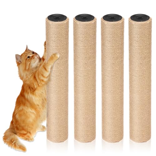Lot de 4 Troncs de Rechange en Corde de sisal Naturel pour Arbre à Chat - Diamètre : 6,8 cm - 40 cm - Protection des Meubles - Tronc de Rechange Robuste et -...