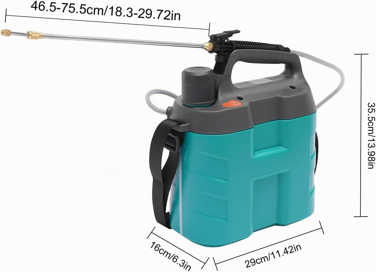 Drucksprüher 8 Liter - Säurebeständig Unkrautspritze, Elektrischer Akku-Sprühgerät für Gartenarbeit, Pflanzenschutz und Reinigungs-/Desinfektionsarbeiten, Zwei Modi, Gartenspritze mit Teleskopstab