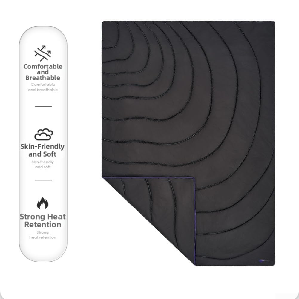 Manta impermeable para camping, manta térmica gruesa para picnic al aire libre, senderismo, playa, festival, grande, 55 x 79 pulgadas, edredón de viaje portátil para 2 a 4 personas, ligero y plegable