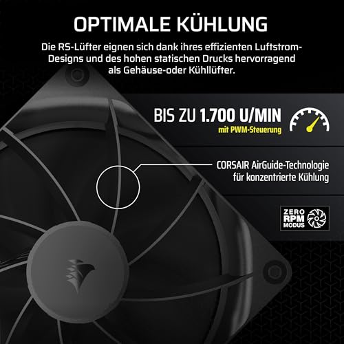 CORSAIR RS140 140mm PWM-Lüfter – Einzelpackung, Schwarz – Ansicht 4