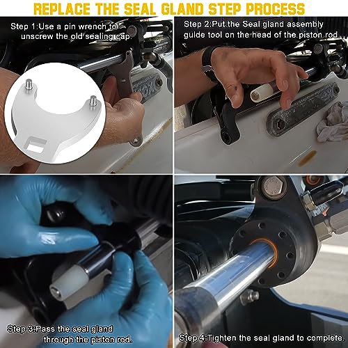 HC5345 Seal Kit For SeaStar Hydraulic Steering Cylinder Seal Kit with Pin Wrench HS5157 compatible with HC5340, HC5341, HC5342, HC5343, HC5344, HC5345,HC6750, HC6751 by Danti - Image 4