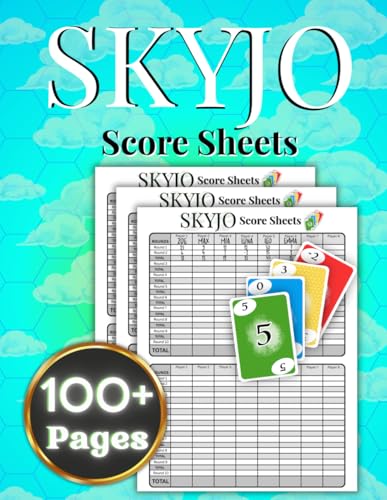 SKYJO Score Sheets: 100+ Pages Score Pads | 8.5x11 Inches Large Print | 8 Players | Two Cards per Sheet | Totals Rows for Easy Scorekeeping | Clear Design Score Book