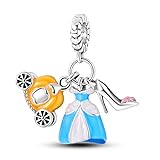 MARJS Ciondolo in argento Sterling 925 a forma di scarpa, zucca, carrozza, Cenerentola, compatibile con braccialetti Pandora