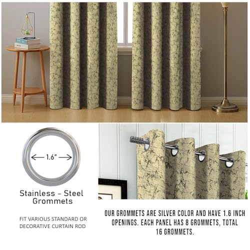 Image of Homestan Abstract Design Velvet Door Curtains 7 Feet Long Set of 2 with Stainless Steel Grommets for Home Decor (7 X 4.5 Feet, Dark Cream)