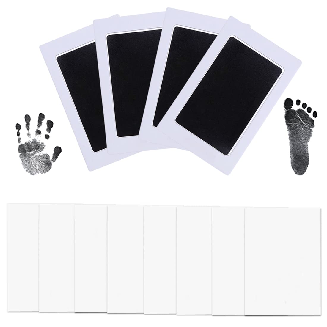 RAYWIND Clean Touch Safe Ink Pad Newborn Baby Handprint or Footprint Pet Paw Print Kit Inkless Infant Hand and Foot Stamp 4 Ink Pads and 8 Imprint Cards