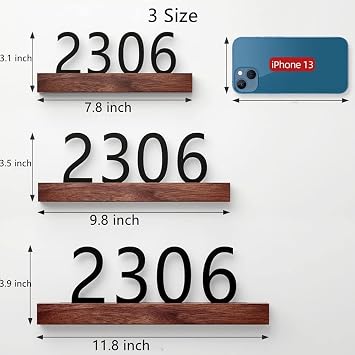 Personalized House Address Plaques with Motion Sensor Light, Custom Acrylic Wood House Number Sign Door Room Self Adhesive Wall Mounted for Home Office Hotel Apartment Yard Or Mailbox (Walnut Wood)
