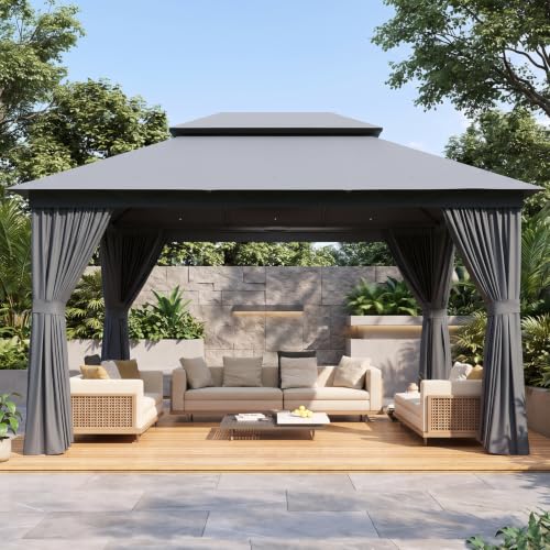 Aoxun 10x12 Gazebo Canopy with Steel Frame, Double Roof - Image 2