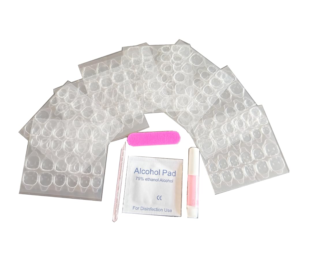 Nail Glue, Double-Sided Jelly Nail Glue, Nail Patch, Waterproof and Breathable Jelly Double-Sided, Women's Handmade Nail Transparent Tape Nail, Tool Set (12 Sheets+1 Pack)