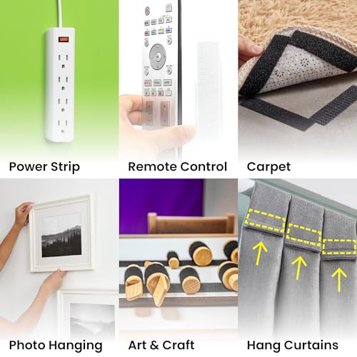 Image of ECOHomes (1x4 Inch, 16 Sets) Strips with Adhesive for Fabric, White | No Sew, Stick On for Fabric, Sticky Back for Clothes, Curtains, Heavy Duty, Double Sided Hook and Loop Hem Tape Fasteners