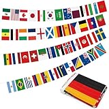 jijAcraft 48 Länderflaggen Wimpelkette für WM 2026: 2 x 15M Fußball Flaggenkette Wasserfest, Internationale Flaggen Girlande für Fanparty, Bar & Garten