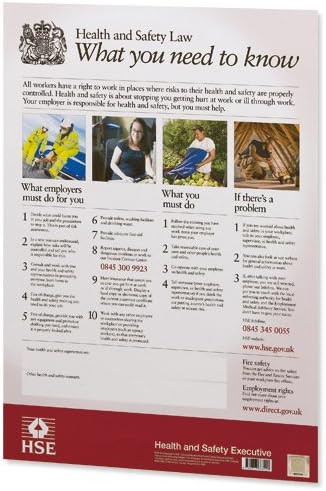 HSE Health and Safety Law Poster PVC Sign - A2 W420xH595mm